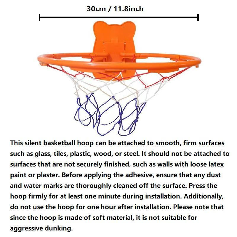 Quiet Indoor Ball Set - Noiseless Basketball with Basket for Silent Play - Noise-Free Rebound Ball - Silent Basketball Hoop Included - Noiseless Ball Game Kit for Indoor Fun.