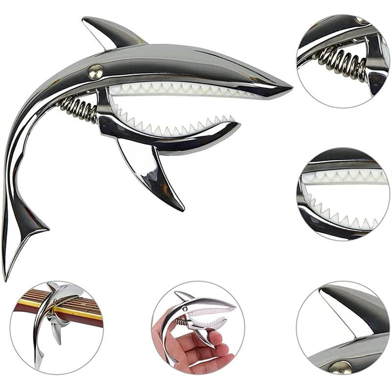 Zinc Alloy Guitar Capo Shark Capo for Acoustic and Electric Guitar with Good Hand Feeling, No Fret Buzz and Durable,Gift for Musicians