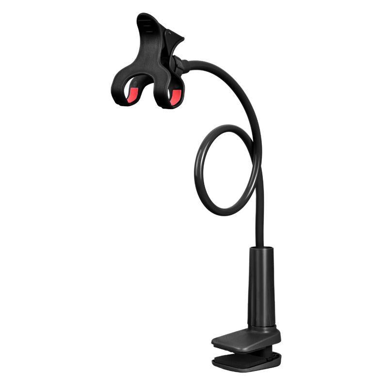 Long Neck Phone Holder – 360° Rotating Flexible Gooseneck for Desktop and Bedside, Reinforced Base, Soft Silicone Clip Fits Smartphones up to 10Cm Wide