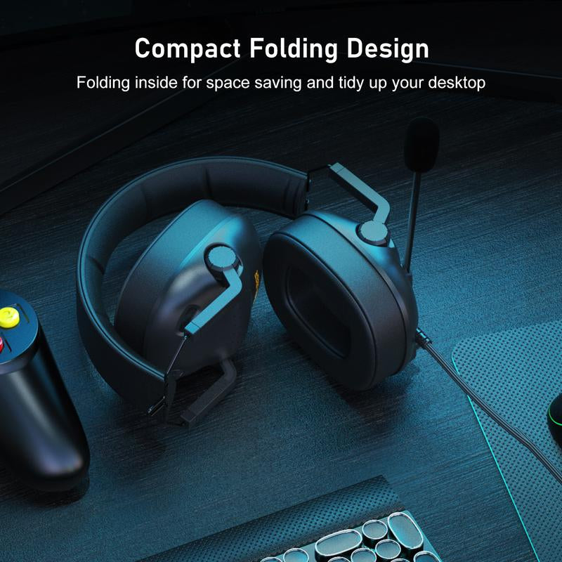 SENZER SG500 Wired Pro Gaming Headset - Wired Gaming Headsets - PC Headsets - Folding Headset for PC, PS4, PS5, Xbox One and Switch Audio Earphones Headphones Electronic Earbud
