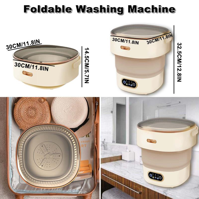 Portable Mini Washing Machine, 13L Large Capacity Foldable Washing Machine with 3 Cleaning Modes, Compact Washing Machine for Travel, Apartment, RV