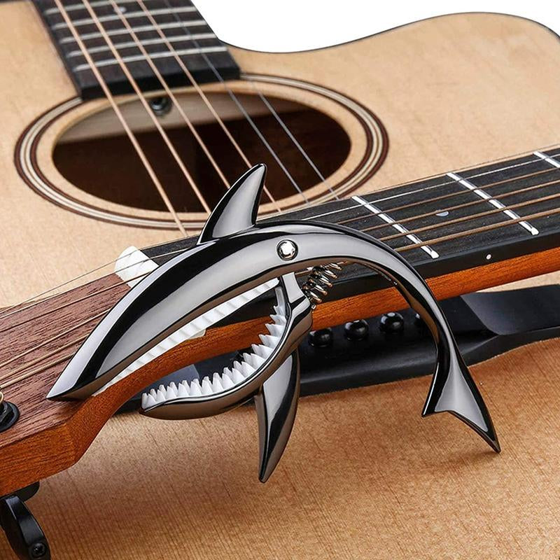Zinc Alloy Guitar Capo Shark Capo for Acoustic and Electric Guitar with Good Hand Feeling, No Fret Buzz and Durable,Gift for Musicians