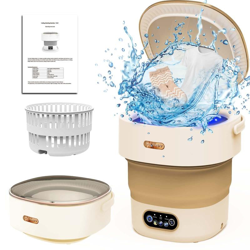 Portable Mini Washing Machine, 13L Large Capacity Foldable Washing Machine with 3 Cleaning Modes, Compact Washing Machine for Travel, Apartment, RV
