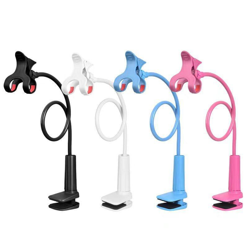 Long Neck Phone Holder – 360° Rotating Flexible Gooseneck for Desktop and Bedside, Reinforced Base, Soft Silicone Clip Fits Smartphones up to 10Cm Wide