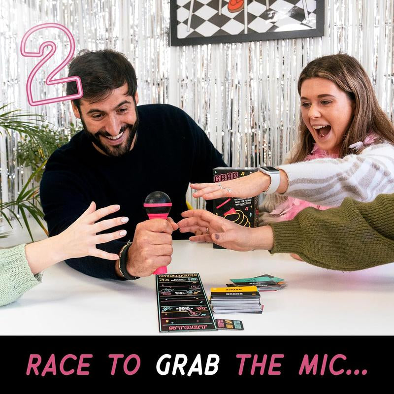 Grab the Mic - Karaoke-Style Game with Foam Microphone, 125 Word Cards, Game Board, Player Tokens & Easy-To-Follow Instructions