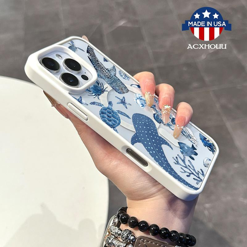 Chic Magnetic Case for Iphone11/12/13/14/15/16/Promax Whalesshark Magsafe Ready, Anti-Slip, Ultra Thin | Aesthetic Touch for Daily Use