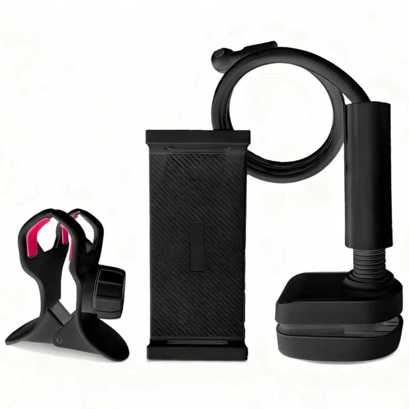 Long Neck Phone Holder – 360° Rotating Flexible Gooseneck for Desktop and Bedside, Reinforced Base, Soft Silicone Clip Fits Smartphones up to 10Cm Wide