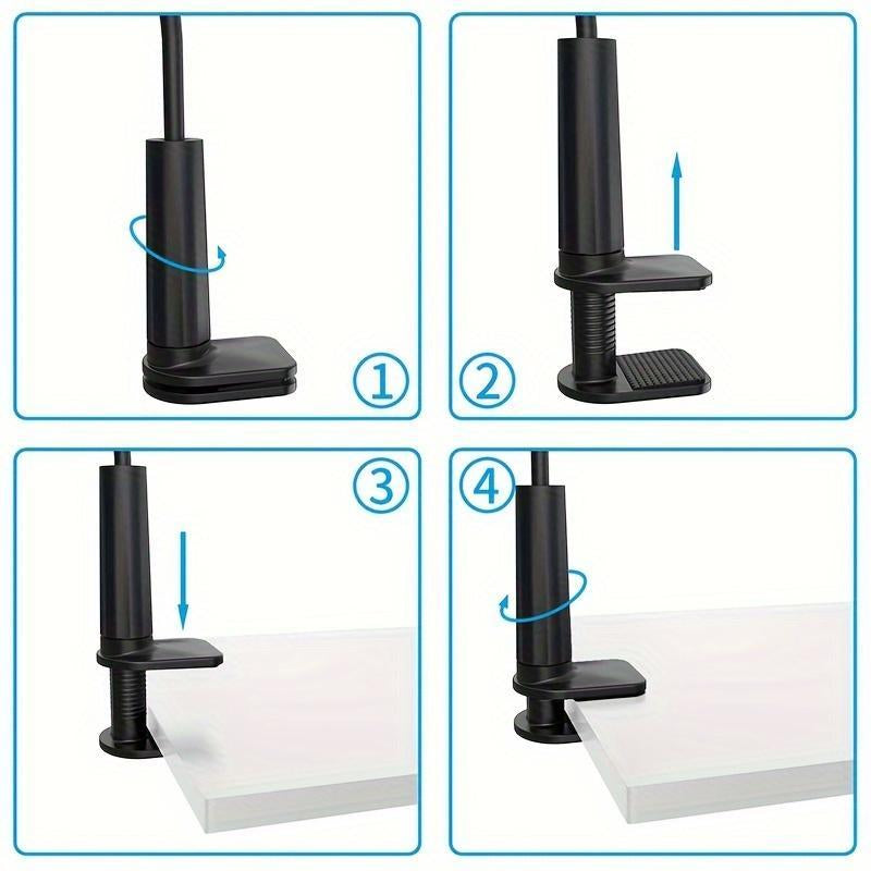 Long Neck Phone Holder – 360° Rotating Flexible Gooseneck for Desktop and Bedside, Reinforced Base, Soft Silicone Clip Fits Smartphones up to 10Cm Wide