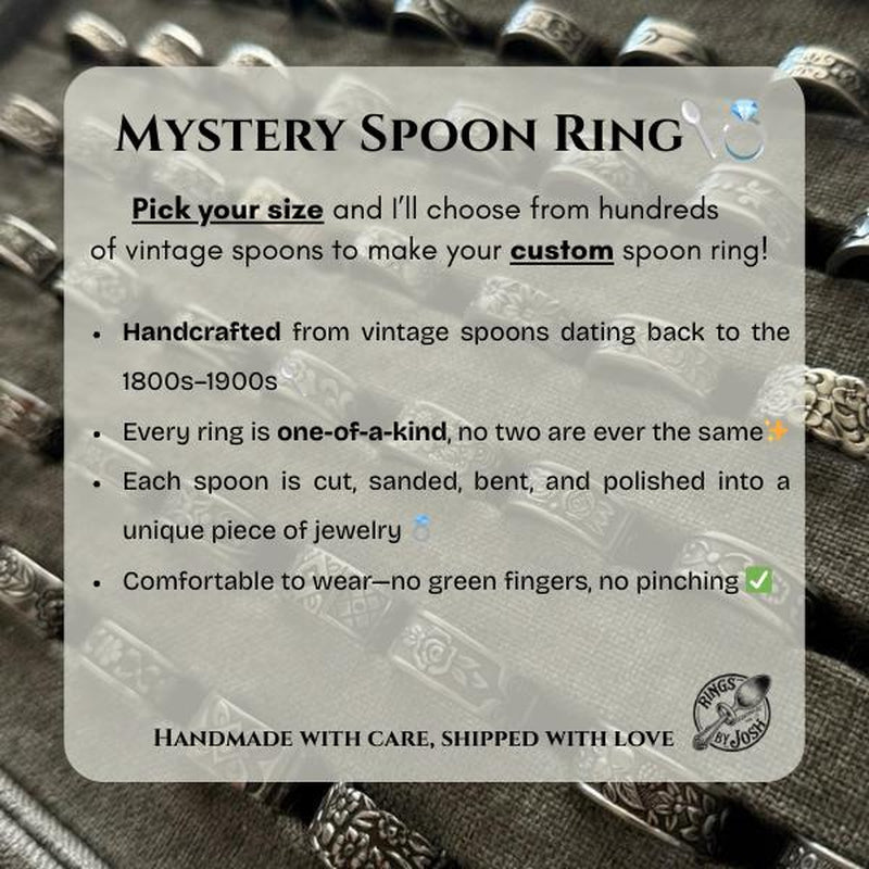 Mystery Spoon Ring - Vintage Handcrafted Antique Spoon Ring