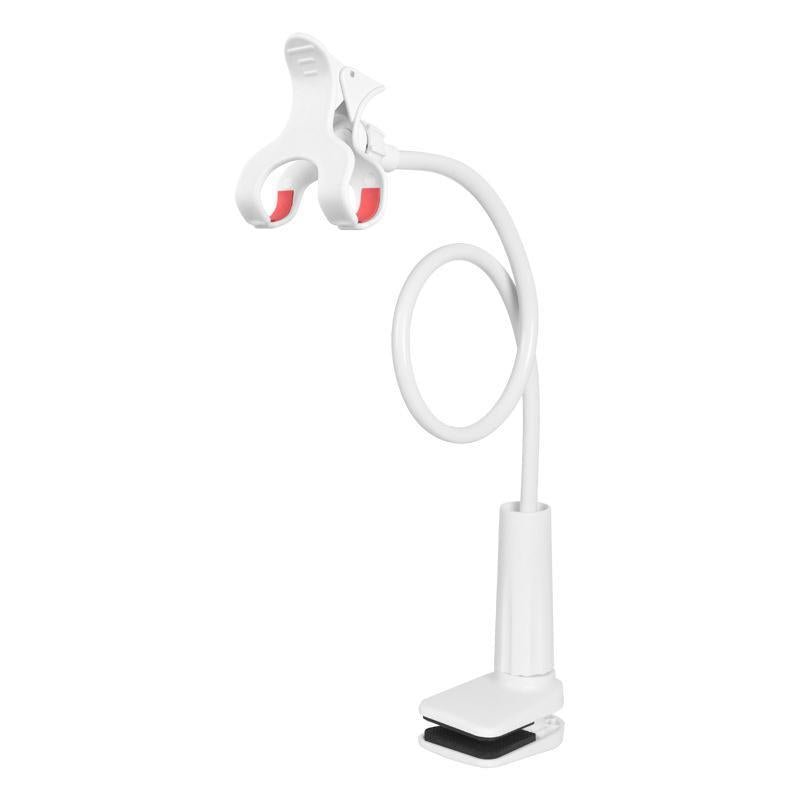 Long Neck Phone Holder – 360° Rotating Flexible Gooseneck for Desktop and Bedside, Reinforced Base, Soft Silicone Clip Fits Smartphones up to 10Cm Wide