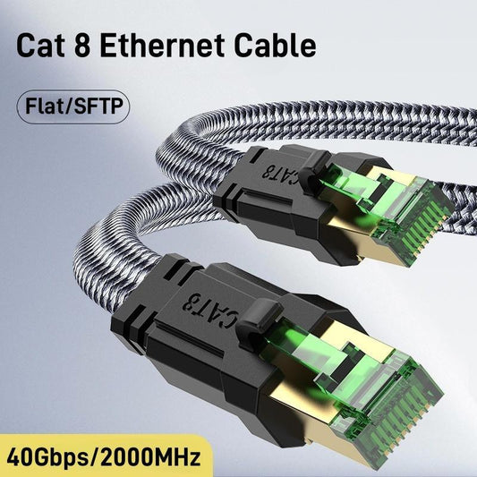 Cat 8 Ethernet Cable, High Speed Braided 40Gbps 2000Mhz Network Cord, Heavy Duty LAN Cable Compatible for Gaming PC PS5 Xbox Modem Router