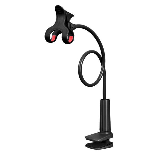 Long Neck Phone Holder – 360° Rotating Flexible Gooseneck for Desktop and Bedside, Reinforced Base, Soft Silicone Clip Fits Smartphones up to 10Cm Wide