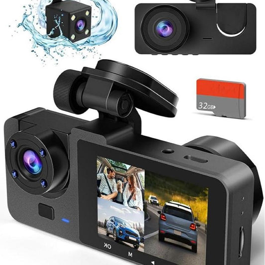 Dash Camera for Cars, 4K Full UHD Dash Cam Front and Rear Inside,Car Camera with Free 32GB SD Card,Built-In Super Night Vision, Loop Recording, Wdr,G-Sensor,24 Hours Parking Monitor