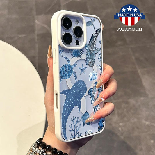 Chic Magnetic Case for Iphone11/12/13/14/15/16/Promax Whalesshark Magsafe Ready, Anti-Slip, Ultra Thin | Aesthetic Touch for Daily Use